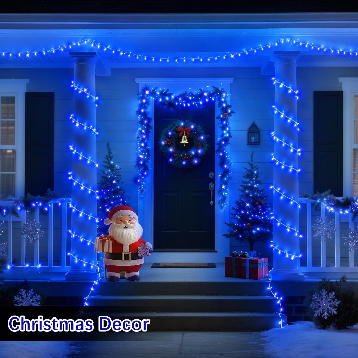 JXLEDAYY 403 FT 1000 LED Christmas Lights Outdoor Fairy Lights Plug in Extra Long String Lights Waterproof 8 Modes Timer for Outside House Tree Garden Yard Wedding Party Decorations-Blue